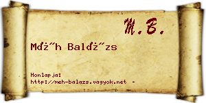 Méh Balázs névjegykártya